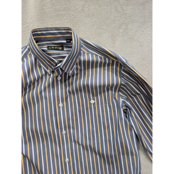 Orvis Shirt Mens Medium Brown Yellow Window Pane Plaid Long Sleeve Button Up M - Picture 8 of 16